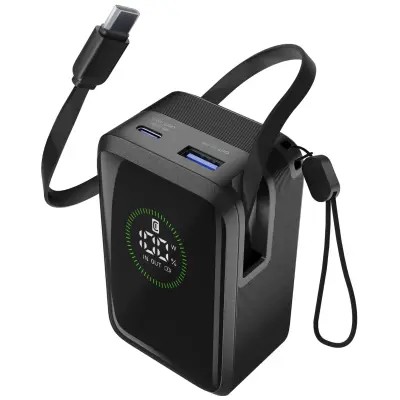Prenosna baterija CELLULARLINE Roller z zaslonom, 10.000 mAh (45 W)