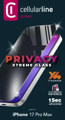 Zaščitno steklo CELLULARLINE Xtreme Glass PRIVACY - Apple iPhone 17 PRO MAX