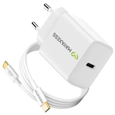 Mayaxess, Omrežni polnilnik za Samsung Galaxy S25 Plus 20W + 1m USB-C kabel, Bela