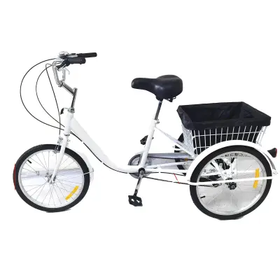 Odrasli trikolesnik, 8-stopenjski menjalnik, nastavljiva višina, Bela