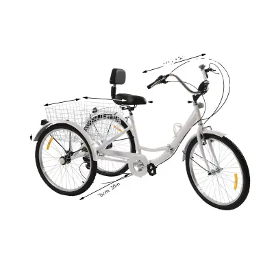 Odrasli trikolesnik, 7-stopenjski menjalnik, nosilnost 120kg, BELA