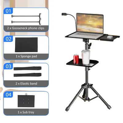 Stojalo za projektor, nastavljiva višina, prenosno za zunanjo uporabo, 125cm