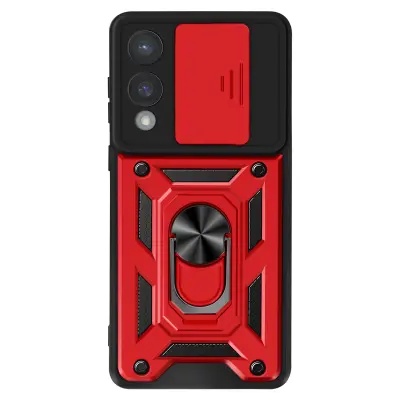 Mayaxess, Ohišje za Samsung S25 Edge Obročno stojalo z zaščito fotoaparata, Rdeča