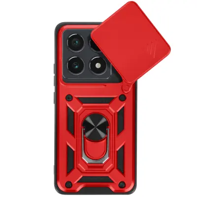 Mayaxess, Ohišje za Xiaomi 14T Pro Ring Support Drsni pokrov kamere, Rdeča