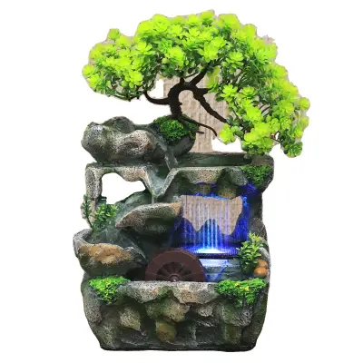 Namizna fontana, bleščeče LED luči, zvok slapov za sprostitev, večbarvna