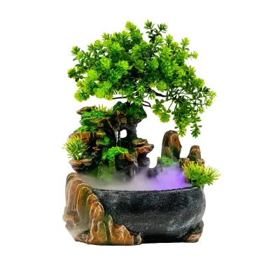 Notranji vodnjak, LED osvetlitev, sproščujoč tok vode, zelena