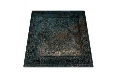 Preproga volna OMEGA MAMLUK Kvadrat - Rozeta vintage temno modra 170x170 cm