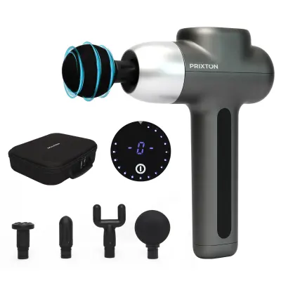PRIXTON Masažna Pištola Titan MGF300 za Mišicno Masažo, Fitnes in Fizioterapijo, 5 Hitrosti, 4 Nastavki, 2600 rpm, Moc 75W, Priložen kovcek