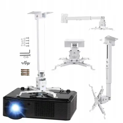 Zenwire univerzalni kovinski stenski/stropni nosilec za projektor 4v1, teleskopski 43–65 cm, do 25 kg, bel