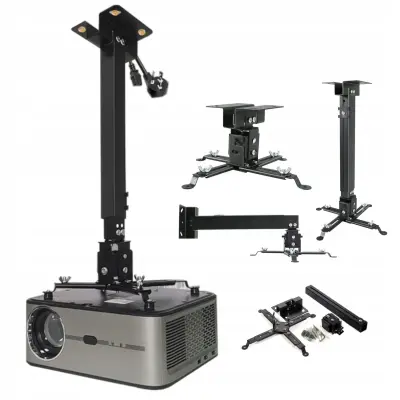 Zenwire univerzalni nosilec za projektor 4v1 stropni/stenski, teleskopski 43–65 cm, do 25 kg, črn, kovinski