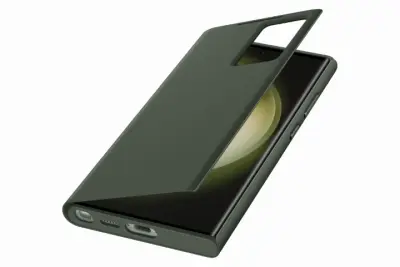 Odprta emb - SAMSUNG GALAXY S23 ULTRA SMART VIEW preklopna torbica kaki