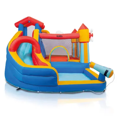 Napihljivo otroško igrišče KiNDi DPZ003 – 350×300×235 cm, vodni tobogan, 450W