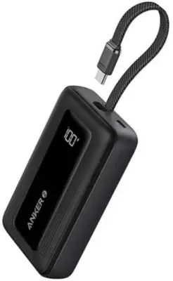 Anker Zolo Powerbank 10000 mAh, 30W z vgrajenim kablom USB-C, črn