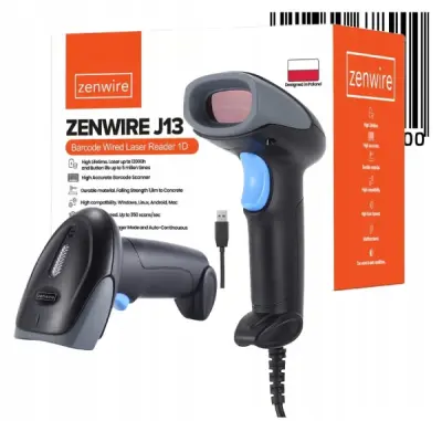 Zenwire J13 USB žični 1D laserski čitalnik črtne kode, Plug & Play, 350 sken/s, ročni/samodejni način