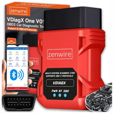 Zenwire VDiagX V016 OBD2 Bluetooth 5.0 diagnostični vmesnik/skener – branje in brisanje napak, Live Data – za Android iOS Windows, za vozila OBD2