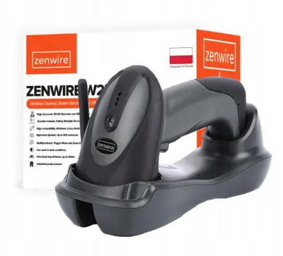 Zenwire W903 industrijski brezžični 1D čitalnik črtne kode s polnilno priklopno postajo, USB, doseg 500 m, 300 sken/s