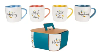 ALPEKSHOME, GOOD VIBES, LONČKI H BOX, 300 ML, 4 KOS