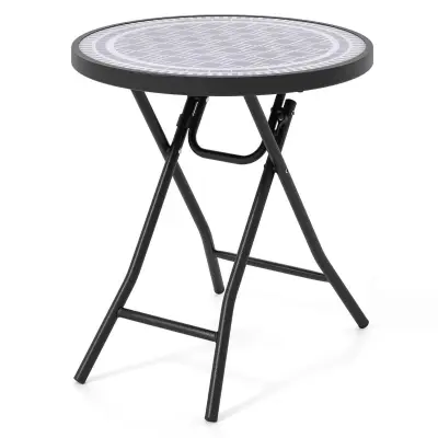 Okrogla vrtna miza s steklenim vrhom 46 x 48 cm