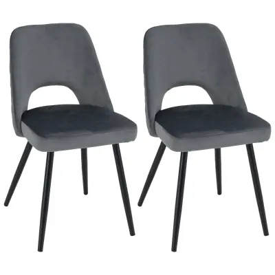 Set oblazinjenih jedilnih stolov sive barve 2 kosa