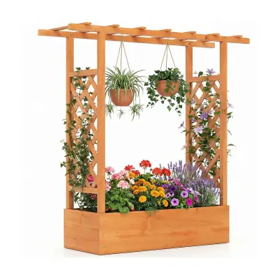 Vrtni zaboj za sajenje s pergolo Trellis