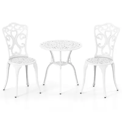 Set vrtnega pohištva iz litega aluminija, 3delni, beli