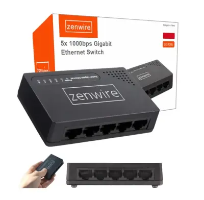 Zenwire SG1005 gigabitno omrežno stikalo 5-portno 10/100/1000 Mb/s RJ45 (4x LAN + 1x WAN), 10 Gb/s, Plug & Play