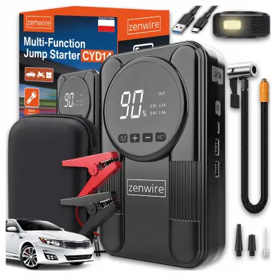 Zenwire CYD14 zagonska naprava za avto 12V 12000 mAh 2000A s kompresorjem 150 PSI LCD, powerbank in LED svetilka