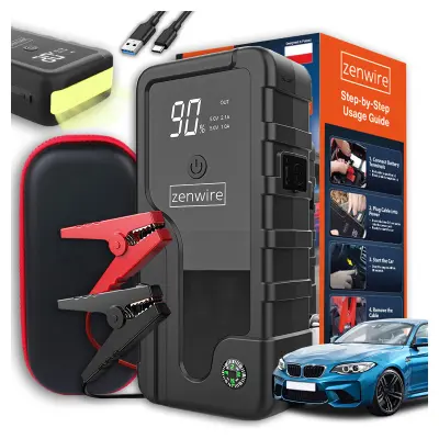 Zenwire CY16 zagonska naprava (jump starter) 12V 2000A 6400 mAh, powerbank in LED svetilka z LCD zaslonom, USB-C, kleme, etui