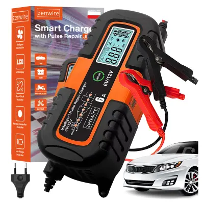 Zenwire JMD-6S inteligentni polnilnik akumulatorja/prostovnik 6V/12V 6A z LCD, način popravila, AGM GEL WET, zimski/poletni način