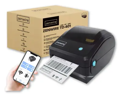Zenwire TD-401 termalni tiskalnik nalepk 4" WiFi Bluetooth USB, 203 DPI, 152 mm/s, za kurirske etikete 100x150 mm