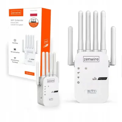 Zenwire WD-R611U WiFi repetitor/razširjevalnik dosega 300 Mbps 2,4 GHz z 6 antenami, LAN/WAN, način AP, zunanji (outdoor)