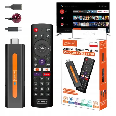 Zenwire ZenCast TV98 H618 Smart TV Stick/Box Android 14 4K UHD 2GB/16GB Wi‑Fi 5 GHz Bluetooth Chromecast