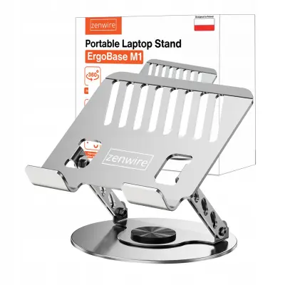 Zenwire ErgoBase M1 nastavljivo vrtljivo 360° hladilno stojalo za prenosnik in tablico do 17,3'' jekleno, zložljivo, 10 kg