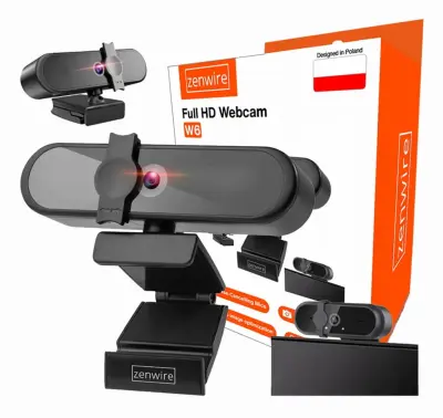 Zenwire W6 spletna kamera Full HD 1080p USB 3.0 z dvojnim mikrofonom, samodejnim ostrenjem in pokrovčkom za zasebnost