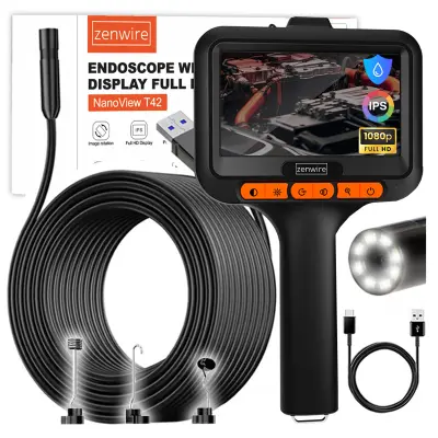 Zenwire NanoView T42 inšpekcijska endoskopska kamera z IPS zaslonom 4,3", 5 m, USB-C, IP67, 2 MP, LED, baterija 3000 mAh
