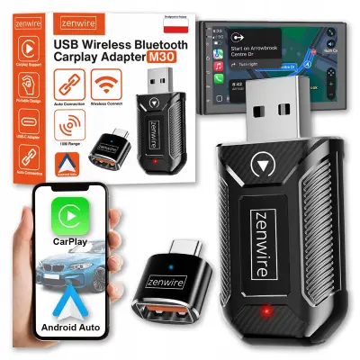 Zenwire M30 brezžični adapter CarPlay/Android Auto USB/USB-C (WiFi 2,4/5,8 GHz, Bluetooth 5.4)
