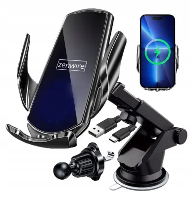 Zenwire W30 avtomatski avto nosilec za telefon z brezžičnim polnilnikom Qi 15W USB-C, 3v1 (rešetka/armatura/vetrobransko steklo)