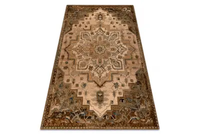 Preproga volna OMEGA ABBAS Vintage, rozeta kamel bež / smeđa 200x300 cm