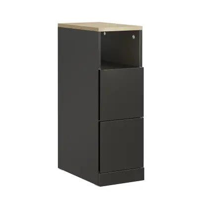 SoBuy Nočna omarica z dvema predalom Črn 35x20x60cm Sodobno FBT149-SCH