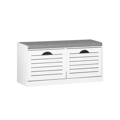 SoBuy Polica za čevlje z 2 vrati Bela 94x30x47cm Sodobno FSR62-II-W