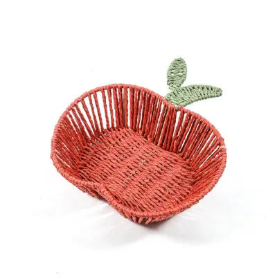Košara Jabolka 25x28xh7,5cm / rdeča / kovina, rafija