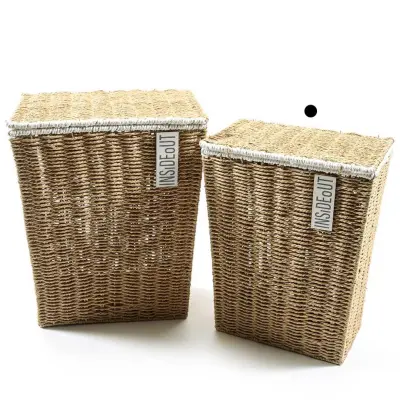 Košara za perilo InsideOut 34x23xh45cm / bela / kovina, rafija