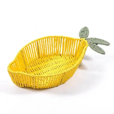Košara Limona 19x38xh8,5cm / rumena / kovina, rafija