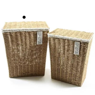 Košara za perilo InsideOut 40x29xh49cm / bela / kovina, rafija