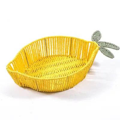 Košara Limona23x42,5xh9,5cm / rumena / kovina, rafija