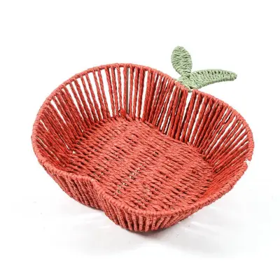 Košara Jabolka 30x33xh9cm / rdeča / kovina, rafija