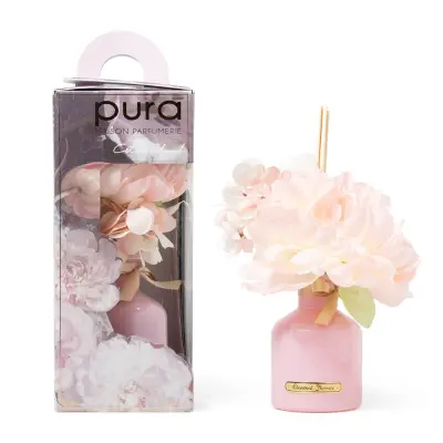 Osvežilec zraka v steklenici s palčkami in rožo 120ml / Otok citrusov / steklo, les