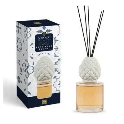 Osvežilec zraka, palčke v steklenici Scirocco Storž 500ml / črni poper, les / steklo, les