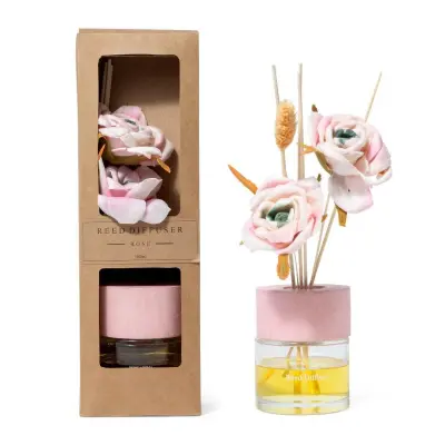 Osvežilec zraka Reed Diffuser 100ml+palčke / vrtnica / steklo, les