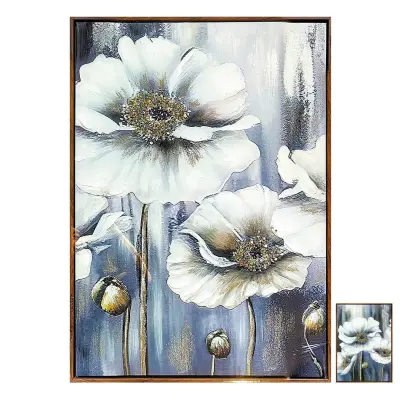 Slika na platnu Beli cvet 50x70cm / v okvirju / več vzorcev / platno